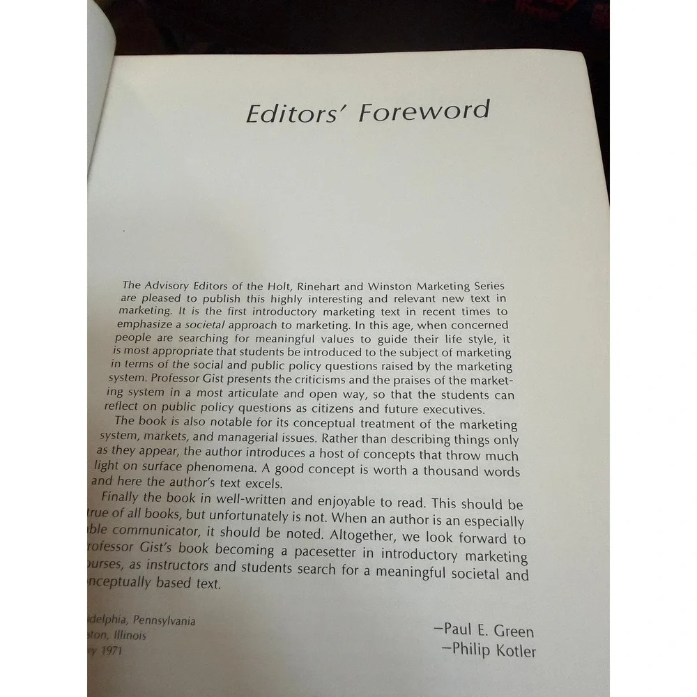 Marketing and Society: A Conceptual Introduction by Ronald R. Gist. Rare